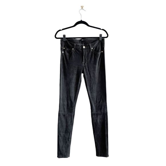 7 For All Mankind Womens Dark Wash Stretchable Skinny Jeans Olive Green Size 28 - Picture 2 of 10